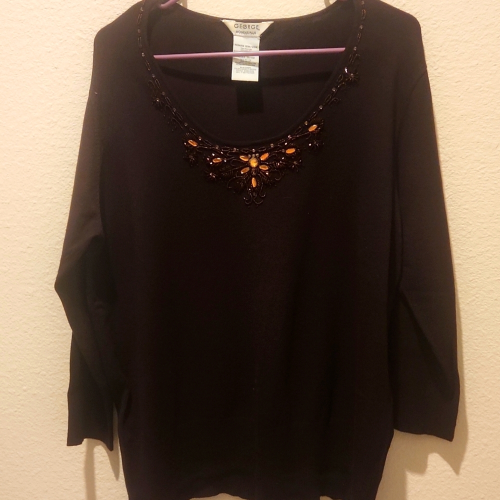 Brown beaded sweater